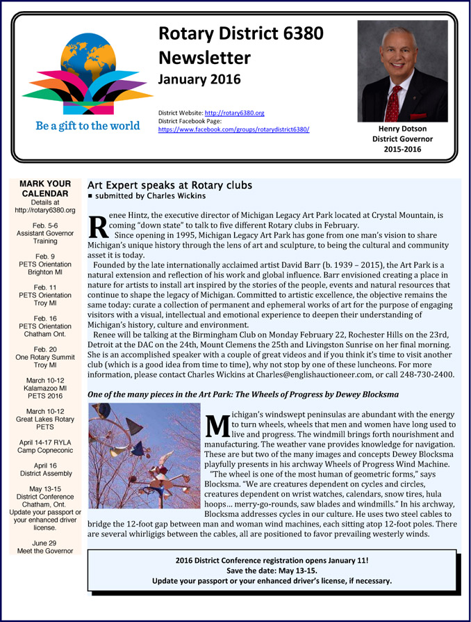 Rotary 6380 Newsletter
