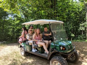 Golf cart tour of Michigan Legacy Art Park