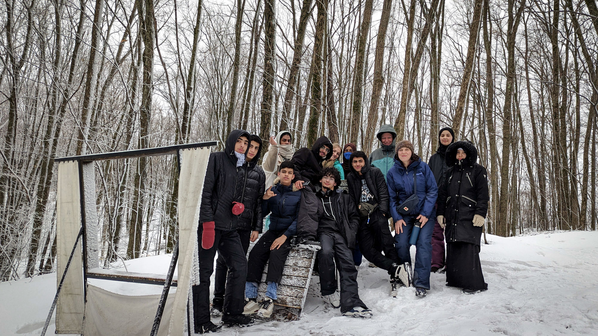 A group of students from Hamtramck Michigan visit the Art Park